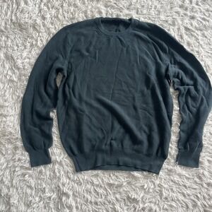J CREW Dark Green Textured Cotton Crewneck Mens Sweater sz M H6060